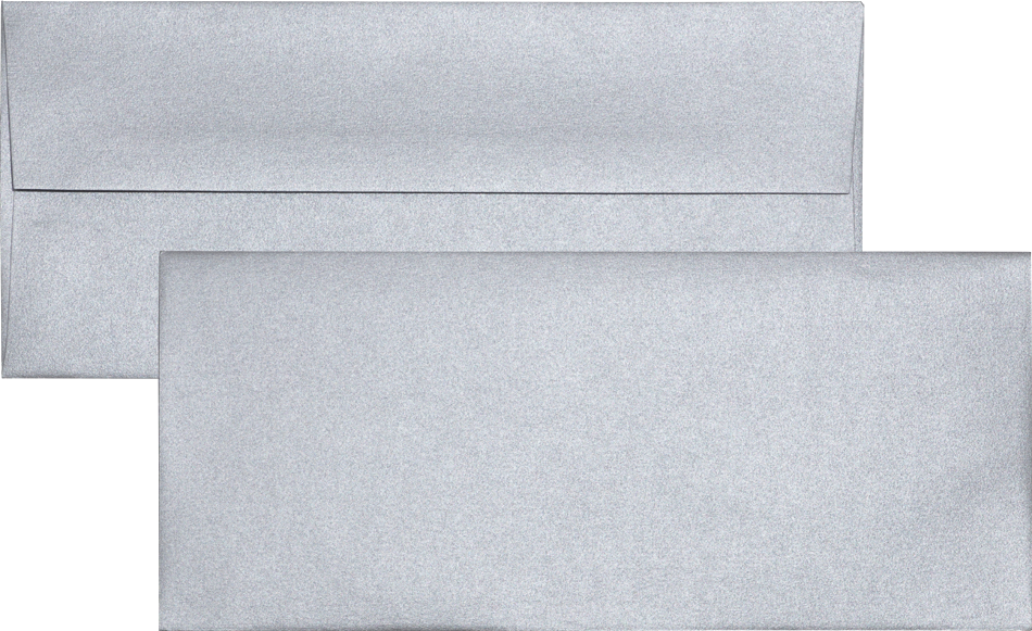 Silver Metallic 32lb #10 Square Flap Envelopes (4 1/8 x 9 1/2)