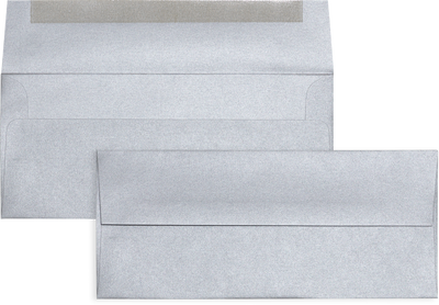 Silver Metallic 32lb #10 Square Flap Envelopes (4 1/8 x 9 1/2)