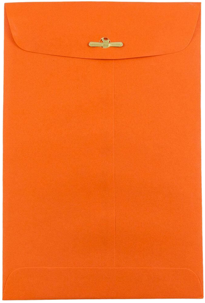 Mandarin Orange 24lb 6 x 9 Open End Envelopes with Clasp