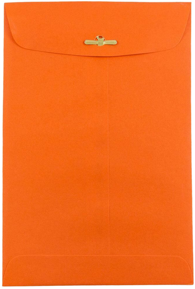 Mandarin Orange 24lb 6 x 9 Open End Envelopes with Clasp