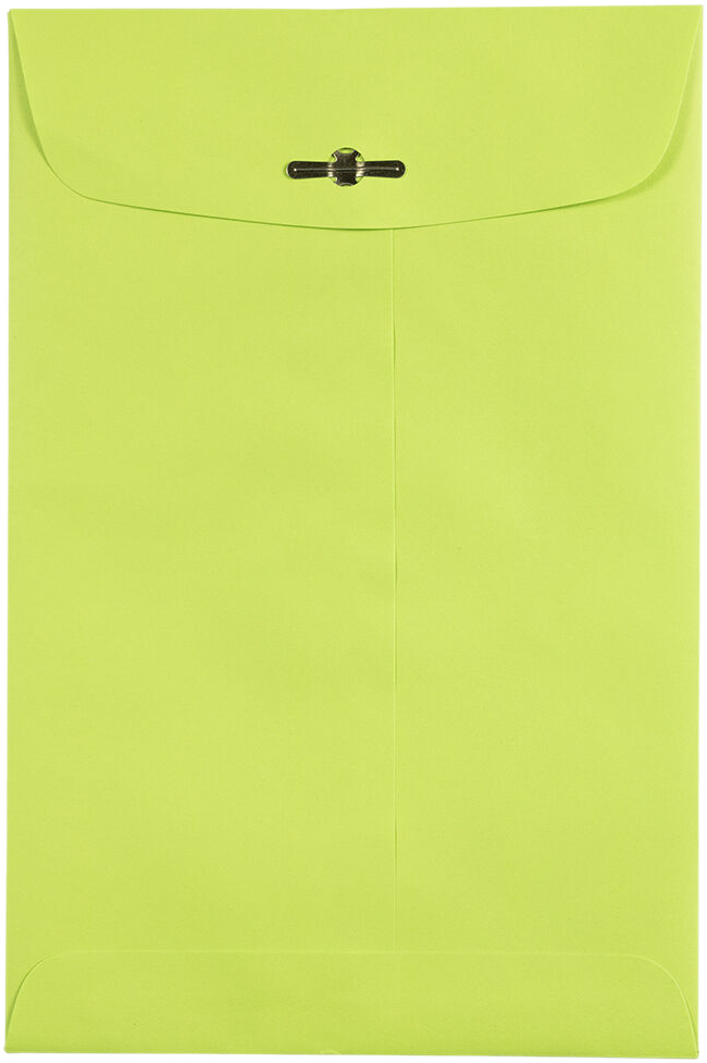Wasabi Lime Green 24lb 6 x 9 Open End Envelopes with Clasp