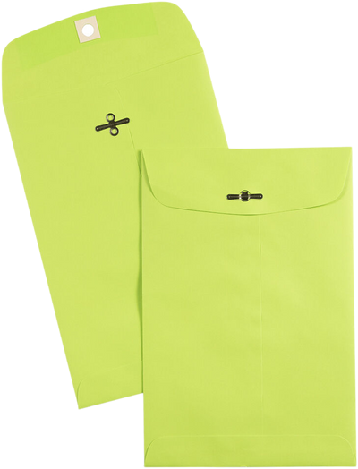 Wasabi Lime Green 24lb 6 x 9 Open End Envelopes with Clasp