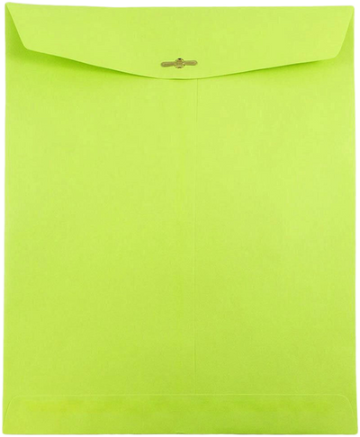 Wasabi Lime Green 24lb 10 x 13 Open End Envelopes with Clasp