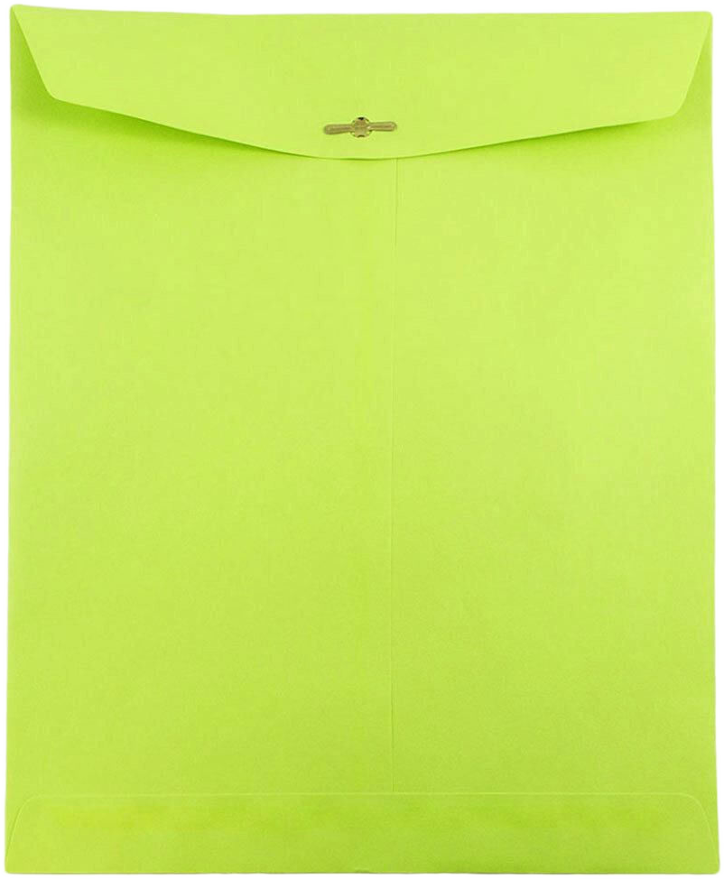 Wasabi Lime Green 24lb 10 x 13 Open End Envelopes with Clasp