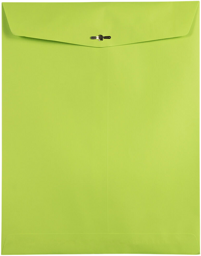 Wasabi Lime Green 24lb 10 x 13 Open End Envelopes with Clasp