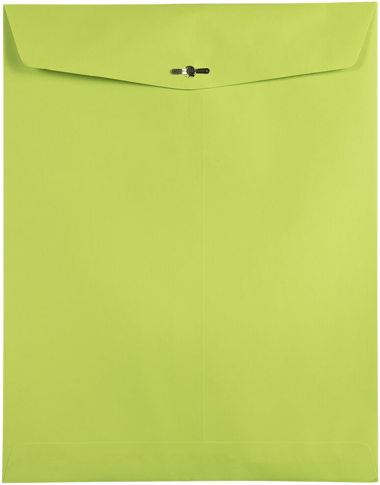 Wasabi Lime Green 24lb 10 x 13 Open End Envelopes with Clasp