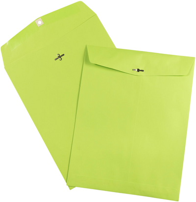 Wasabi Lime Green 24lb 10 x 13 Open End Envelopes with Clasp