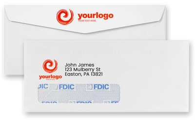 White with FDIC Security Tint 24lb #10 Window Envelopes (4 1/8 x 9 1/2)