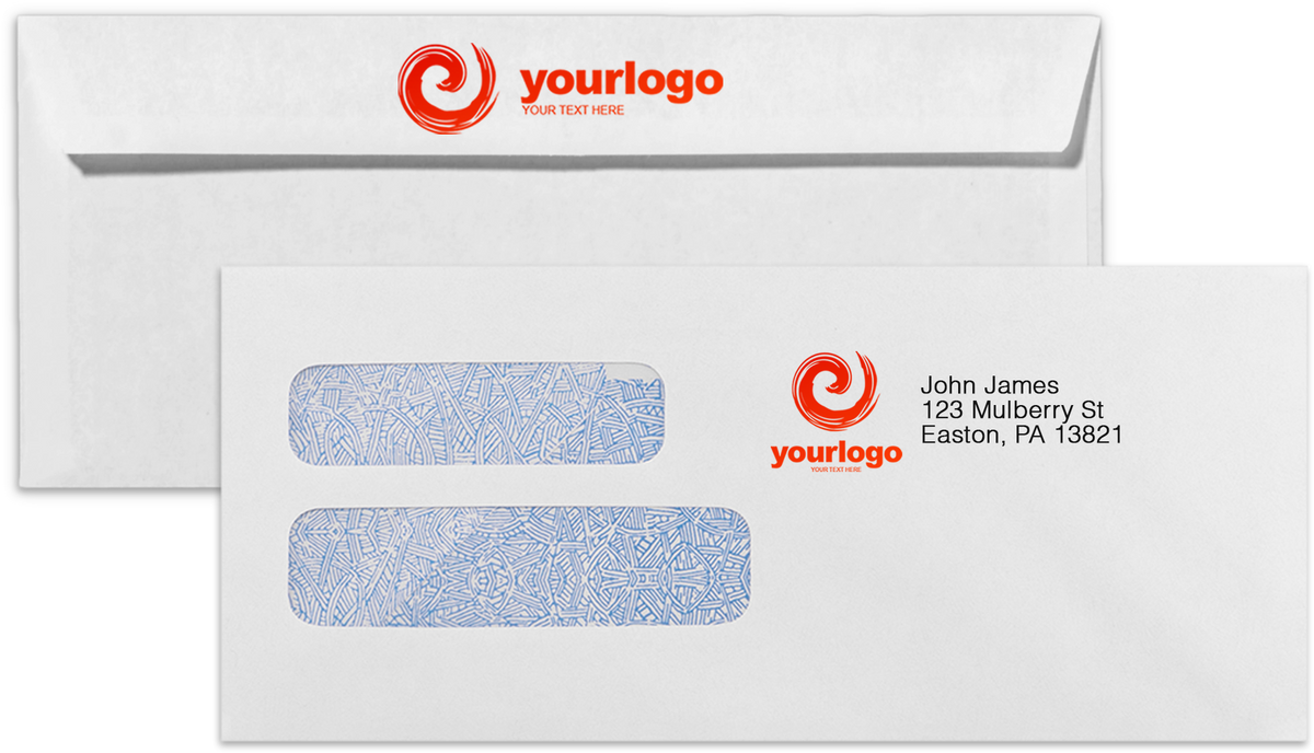 White with Security Tint 24lb #10 Double Window Envelopes (4 1/8 x 9 1/2)