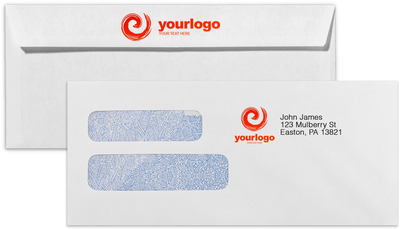 White with Security Tint 24lb #10 Double Window Envelopes (4 1/8 x 9 1/2)