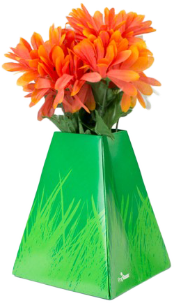 Green Grass Design Paper Pop Flower Vases - 3 Pack