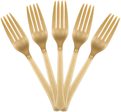 Gold Plastic Forks - 50 Pack