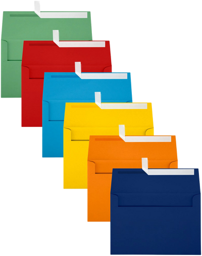 Assorted Primary A10 Envelopes (6 x 9 1/2) - 150 Pack