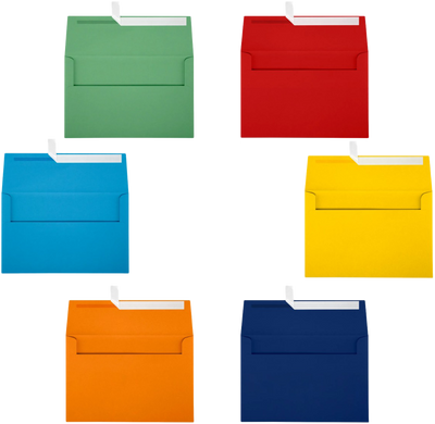 Assorted Primary A10 Envelopes (6 x 9 1/2) - 150 Pack