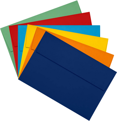 Assorted Primary A10 Envelopes (6 x 9 1/2) - 150 Pack