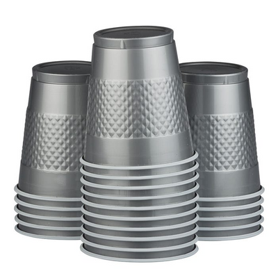 Blue and Silver Party Tableware Kit (Small and Medium Plastic Plates, Lunch and Beverage Napkins, Plastic Cups, and Plastic Tablecovers) - 160 Pack