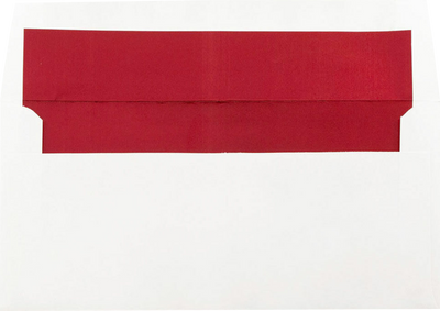 White with Red Foil Lining 24lb 3 7/8 x 8 1/8 Invitation Envelopes