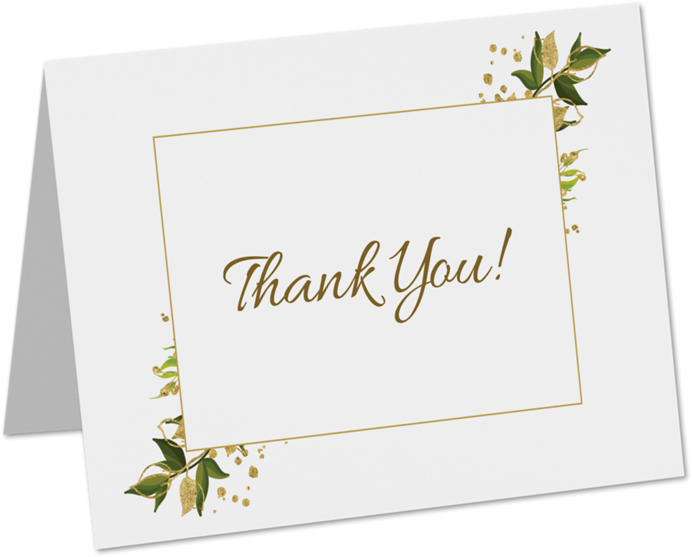 Thank You Floral Green and Gold A2 Foldover Card Set