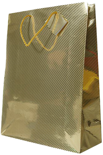Gold Foil XX-Large Diagonal Pinstripe Gift Bags (10 x 13 x 5)