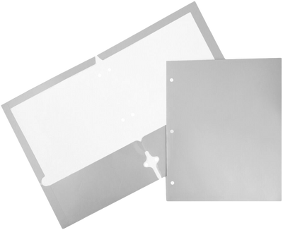 Glossy Silver 9 x 12 3 Hole Punch Folders