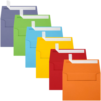 Assorted Primary A6 (4 3/4 x 6 1/2) Envelopes - 150 Pack