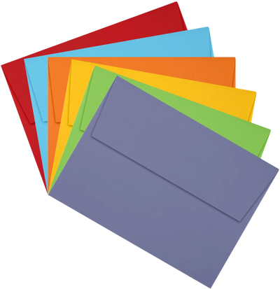 Assorted Primary A6 (4 3/4 x 6 1/2) Envelopes - 150 Pack