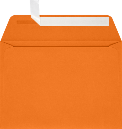 Mandarin Orange 32lb A7 Full Face Window Envelopes (5 1/4 x 7 1/4) with Peel & Seal