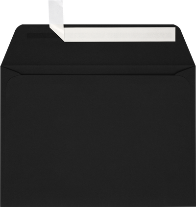 Smooth Midnight Black 32lb A7 Full Face Window Envelopes (5 1/4 x 7 1/4) with Peel & Seal