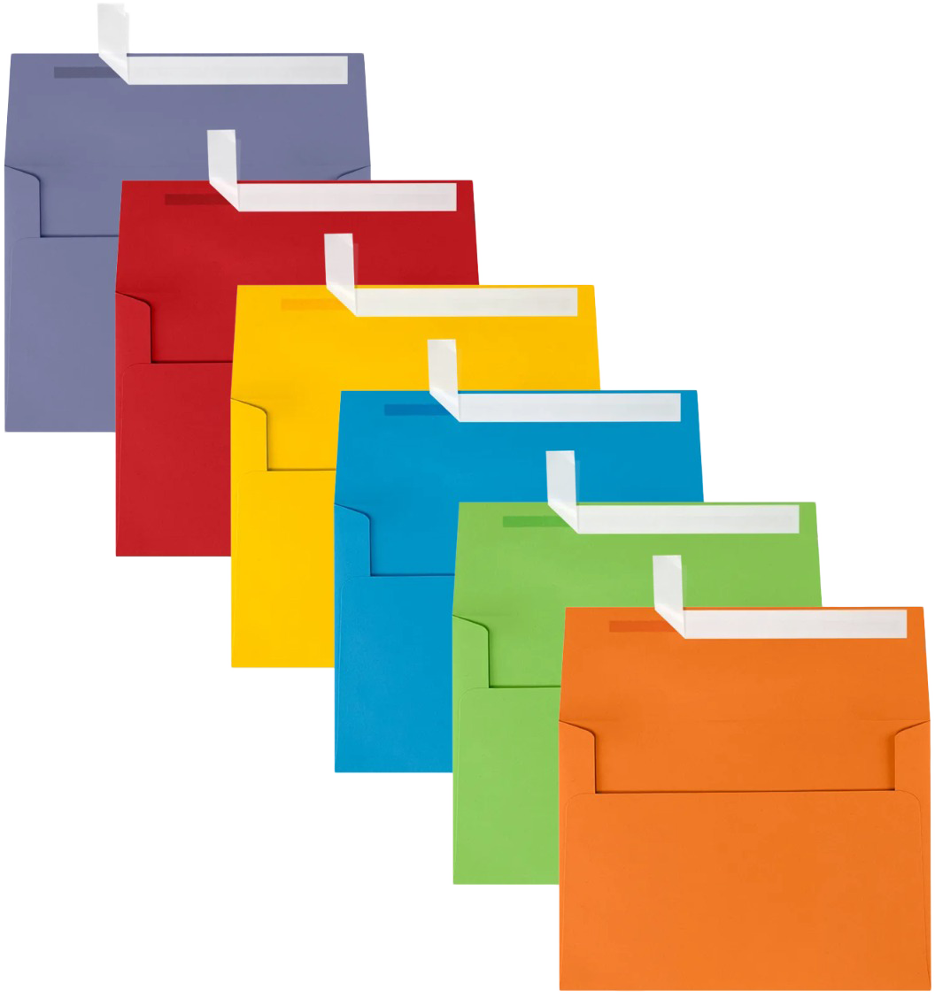 Assorted Primary A7 (5 1/4 x 7 1/4) Envelopes - 150 Pack