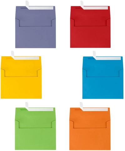 Assorted Primary A7 (5 1/4 x 7 1/4) Envelopes - 150 Pack