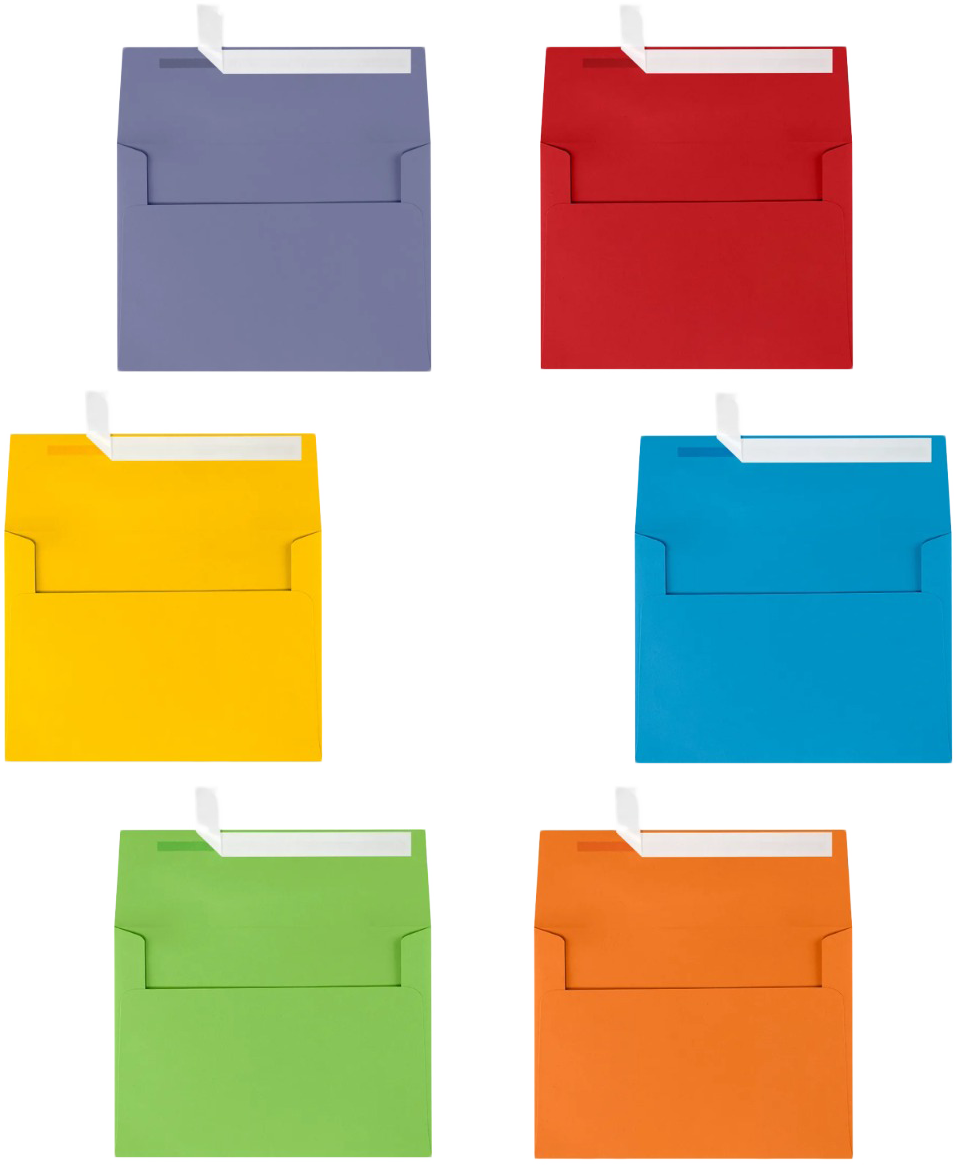 Assorted Primary A7 (5 1/4 x 7 1/4) Envelopes - 150 Pack