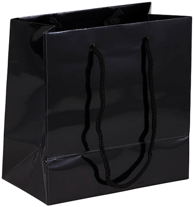 Black Small Glossy Gift Bags (6 1/2 x 6 1/2 x 3 1/2)