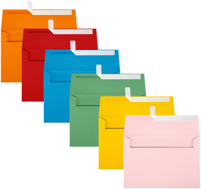 Assorted Primary 32lb A8 Invitation Envelopes (5 1/2 x 8 1/8) - 150 Pack