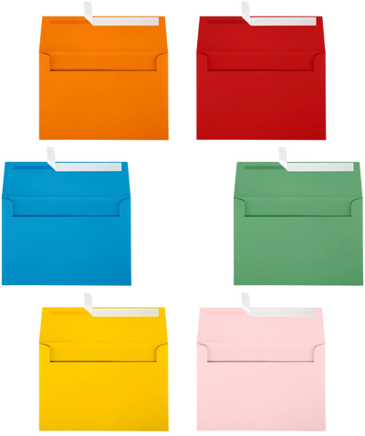 Assorted Primary 32lb A8 Invitation Envelopes (5 1/2 x 8 1/8) - 150 Pack