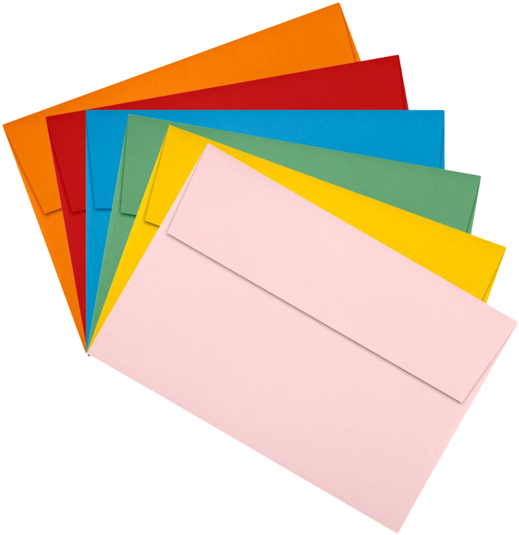 Assorted Primary 32lb A8 Invitation Envelopes (5 1/2 x 8 1/8) - 150 Pack