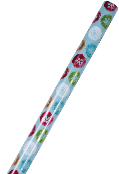 Painted Snowflake Orbs Christmas Wrapping Paper (25 Sq Ft)