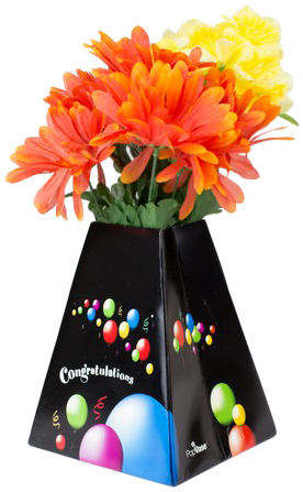 Congratulations Black Paper Pop Flower Up Vases - 3 Pack