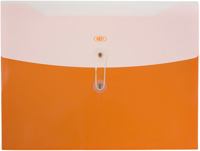 Orange Two-Tone Letter Booklet Plastic Envelopes (9 3/4 x 13) with Button & String