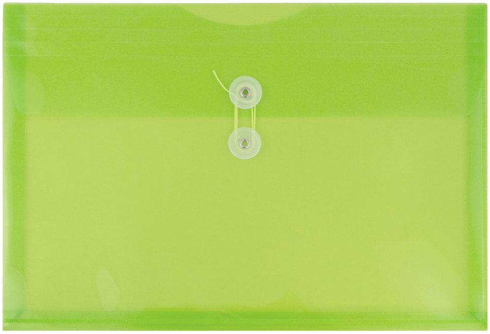 Lime Green Legal Open End Plastic Envelopes (9 3/4 x 14 1/2) with Button & String