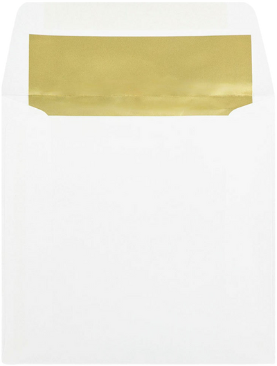 White with Gold Foil Lining 24lb 6 x 6 Square Envelopes