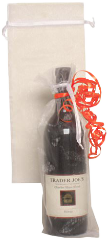 White Sheer Bottle Drawstring Gift Bags (6 x 14)