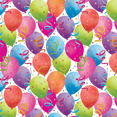 Balloon White Wrapping Paper (12.5 Sq Ft)