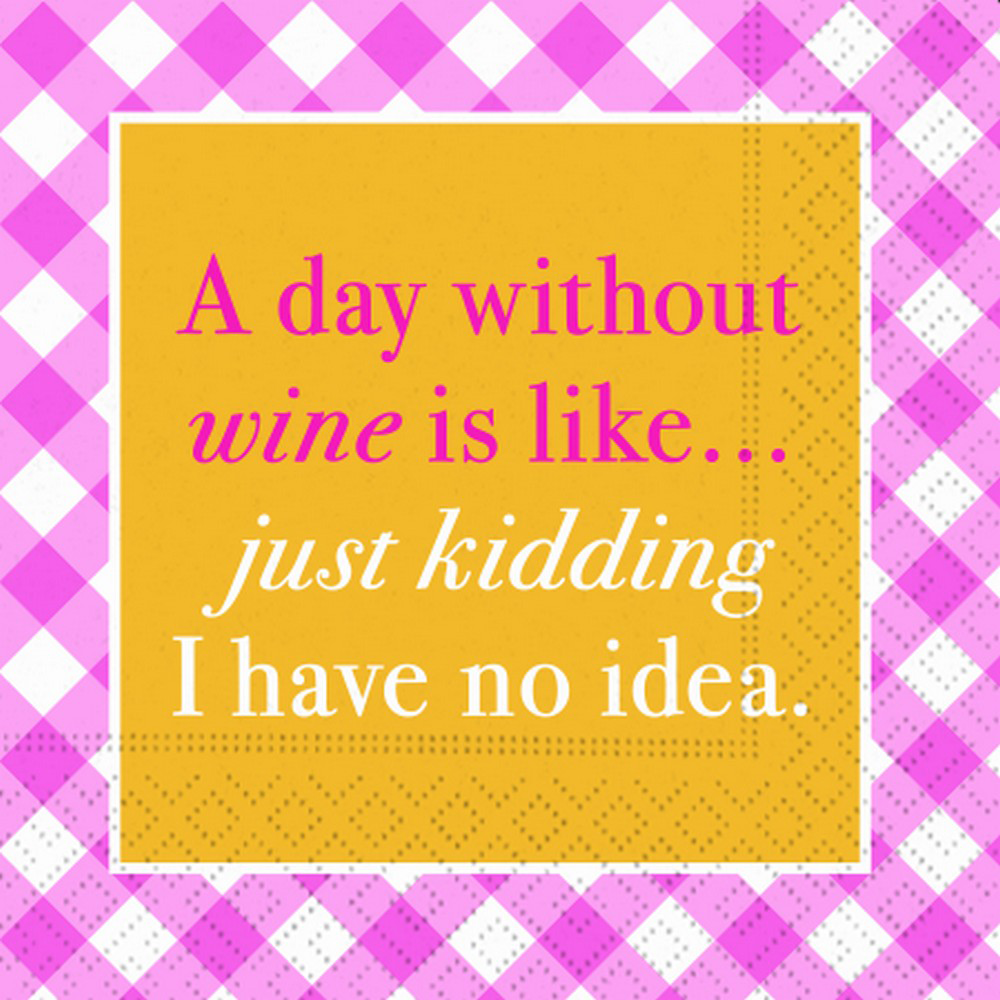 Day Without Wine 5 x 5 Novelty Holiday Cocktail Napkins - 20 Pack
