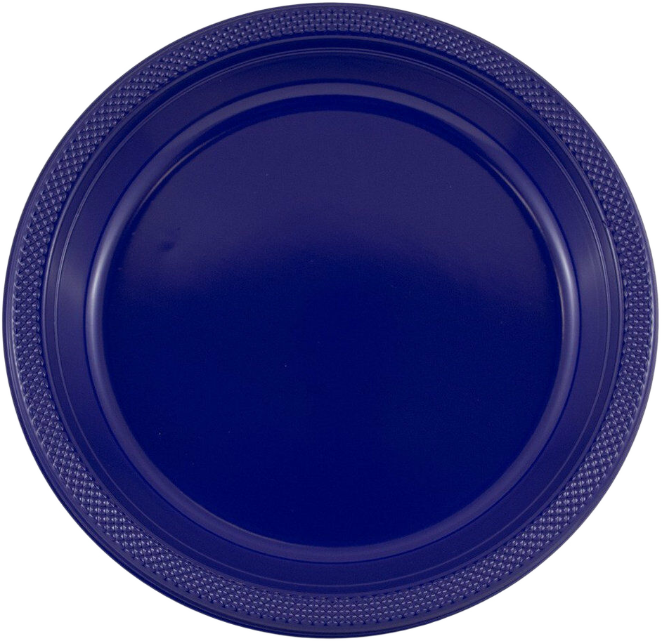 Navy Blue Large Plastic Plates (10 1/4 Inch) - 20 Pack
