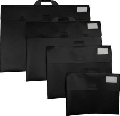 Black Assorted Sizes Plastic Portfolios with Handle