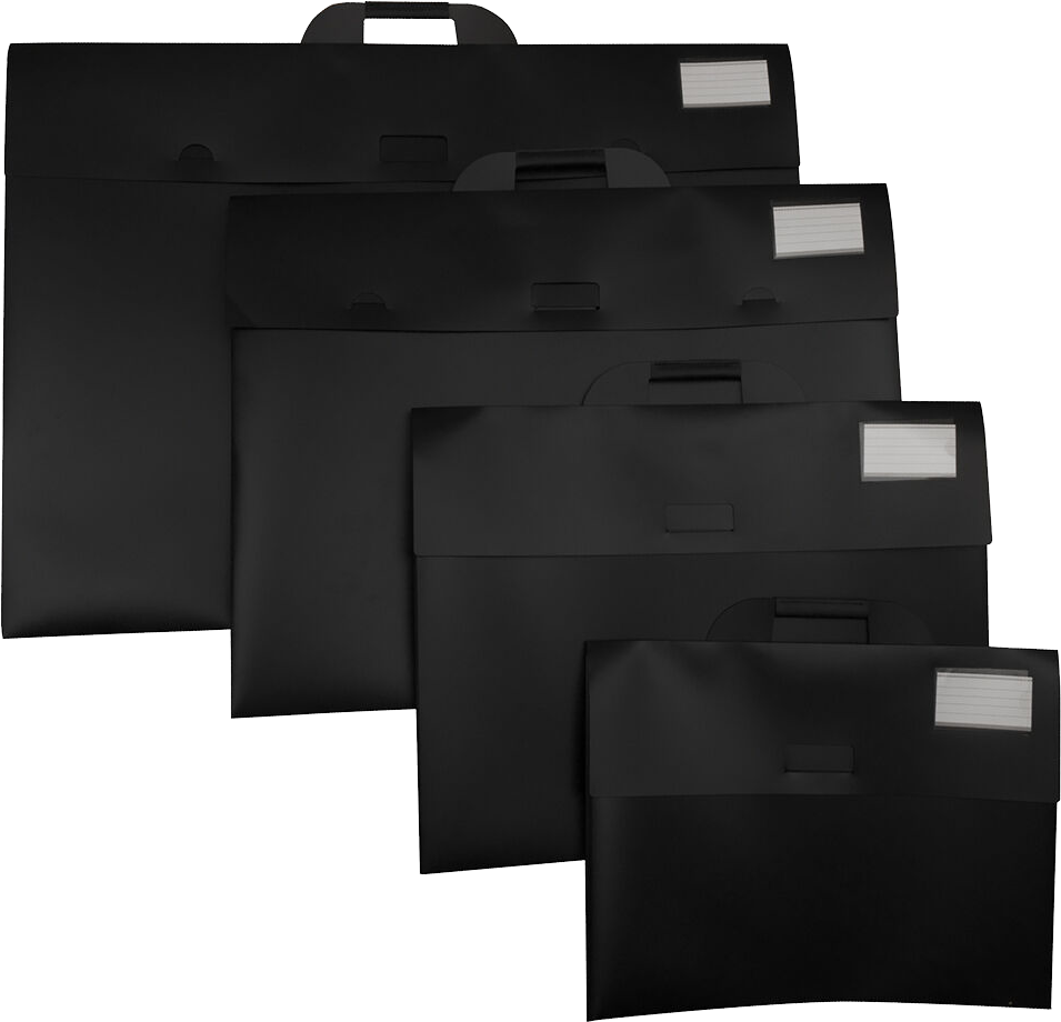 Black Assorted Sizes Plastic Portfolios with Handle