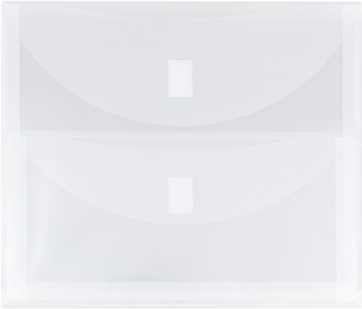 Clear Letter Booklet 2 Pocket Plastic Envelopes (9 3/4 x 13) with Hook and Loop Closure