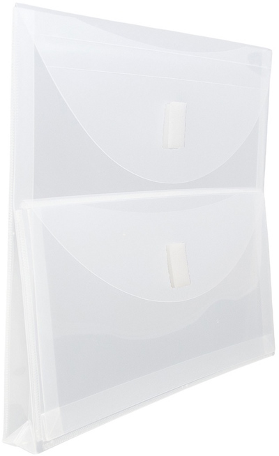 Clear Letter Booklet 2 Pocket Plastic Envelopes (9 3/4 x 13) with Hook and Loop Closure