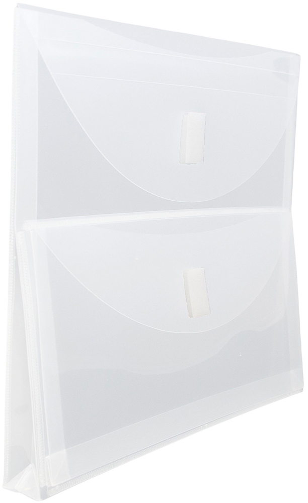 Clear Letter Booklet 2 Pocket Plastic Envelopes (9 3/4 x 13) with Hook and Loop Closure