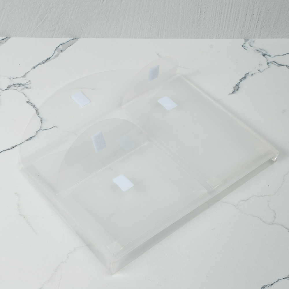 Clear Letter Booklet 3 Pocket Plastic Envelopes (9 3/4 x 13) with Hook and Loop Closure